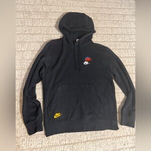Nike Men's Black Hoodie with Multicolor Logos